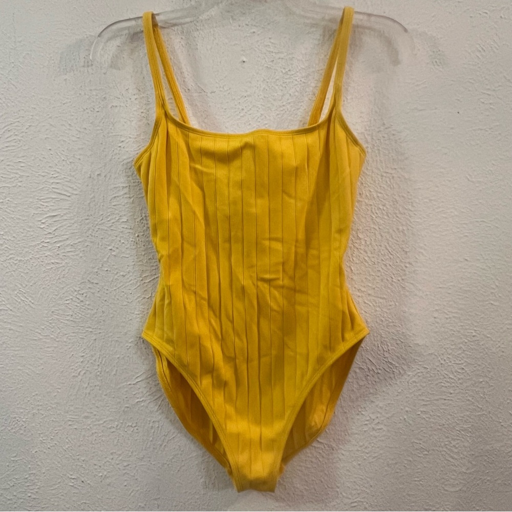 La Blanca Bright Yellow Ribbed One-Piece Swimsuit